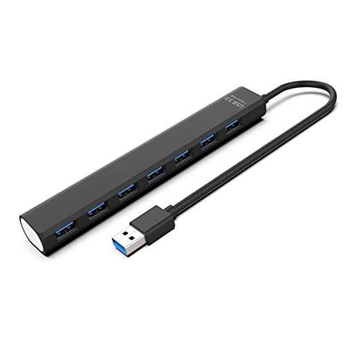 Plug and Play Datentransfer, externer Hochgeschwindigkeits-USB-3.0-Hub, 4/7-Port-Splitter, einzelner LED-Netzschalter, USB-Expander (7 USB-Anschlüsse)
