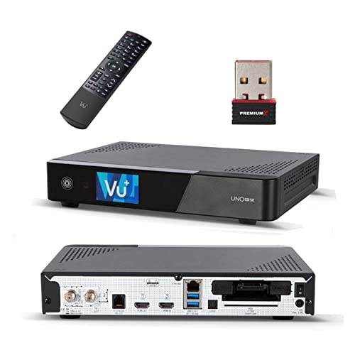 VU+ UNO 4K Satellit Receiver DVB-S2 Linux UHD 2160p HbbTV H.265 mit PremiumX Mini WLAN Wireless Stick bis zu 150 Mbit´s