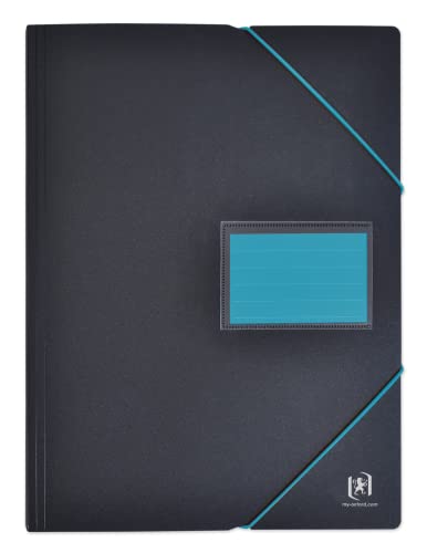 OXFORD Dokumentenmappen für Studenten, A4, 200 Ansichten, 100 Hüllen, Einband aus Polypropylen, zweifarbig, Schwarz/Blau, 10 Stück