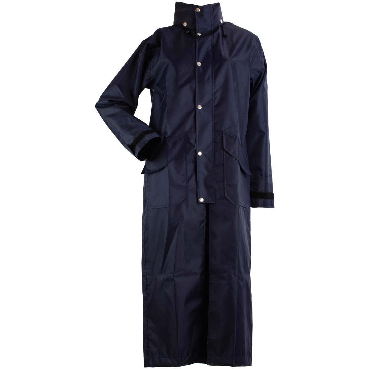 Lazura - Damen Regenmantel Brighton | extra lange Regenjacke mit Reitschlitz in Nachtblau | wasserdicht & windabweisend | Regenponcho zum Wandern & Reiten | Reitbekleidung in Größe S