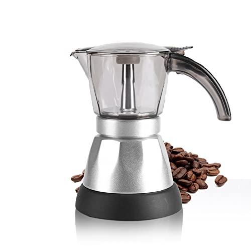 480W Espressokocher Elektrisch, Mokkakanne Kaffeebereiter Teekanne 300ml 6 Tassen, Kaffeekocher mit Praktischem Griff, Modernes Design, Einfach zu Reinigen, für Unterwegs und Zuhause