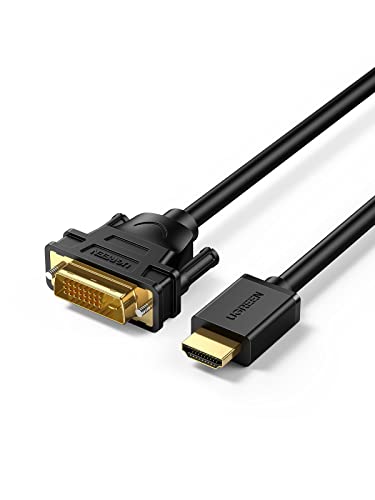 UGREEN HDMI DVI kabel DVI D 24+1 auf HDMI mit 1200P, High Speed DVI auf HDMI bidirektional Konverter unterstützt 3D, Full HD vergoldete Kontakte, Schwarz.(3M)