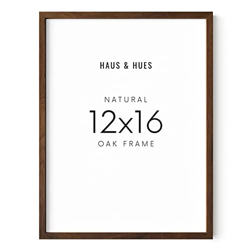 HAUS AND HUES Walnuss-Naturholzrahmen – Set mit 1 12 x 16 Bilderrahmen für die Wand, Rahmen für 12 x 16 Drucke, Familienbilderrahmen braun, (Walnuss-Eichenrahmen)