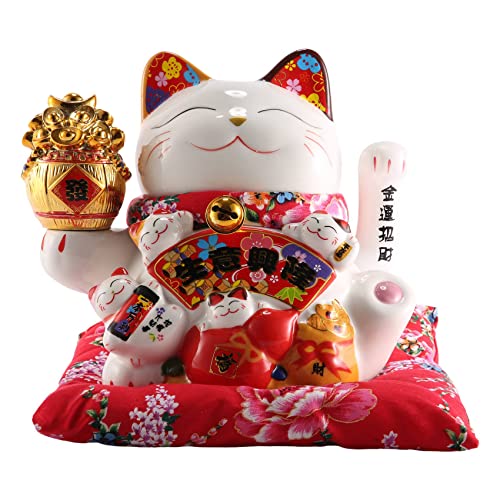 TPPIG 7 Keramik Winkende Katze Maneki Ornament Feng Dekoration Schaukel Katze,B