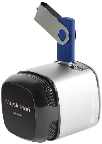MusicMan X6 Makro Soundstation Lautsprecher (microSD-Kartenslot, 3,5mm Buchse, 3 Watt, USB) silber