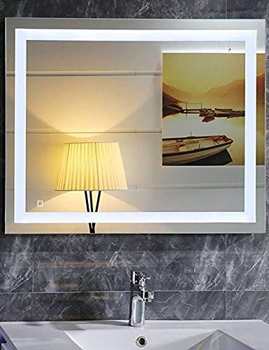 LED-Beleuchtung Badspiegel Lichtspiegel Wandspiegel Badezimmerspiegel Kaltweiß Tageslichtweiß mit Touch-Schalter 80x60 cm