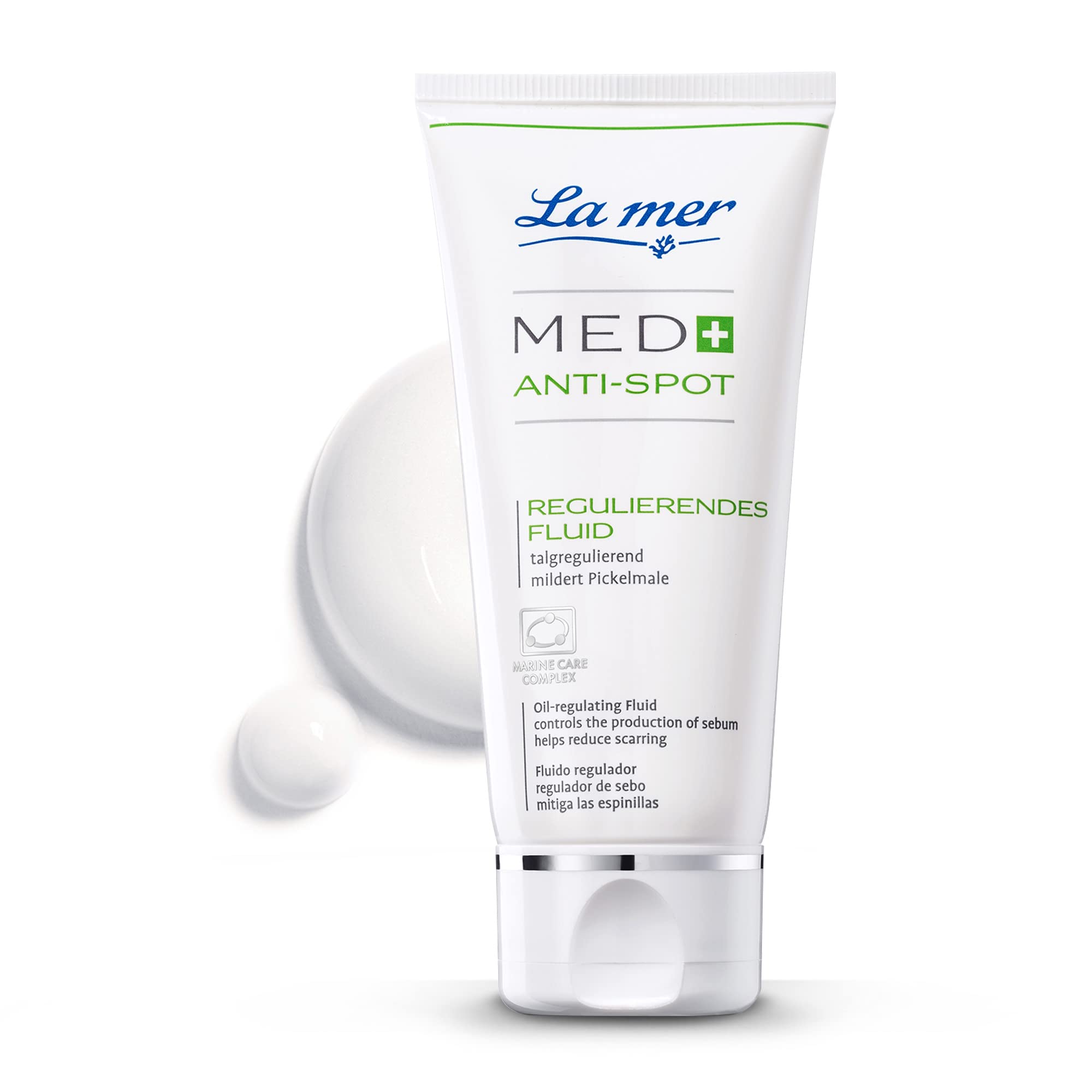 La mer MED+ Anti-Spot Regulierendes Fluid - Leichtes, regulierendes Gesichtspflege - Reduziert Pickel & Mitesser - Mildert Pickelmale - Talgregulierende - Porenverfeinernd und antibakteriell - 50 ml
