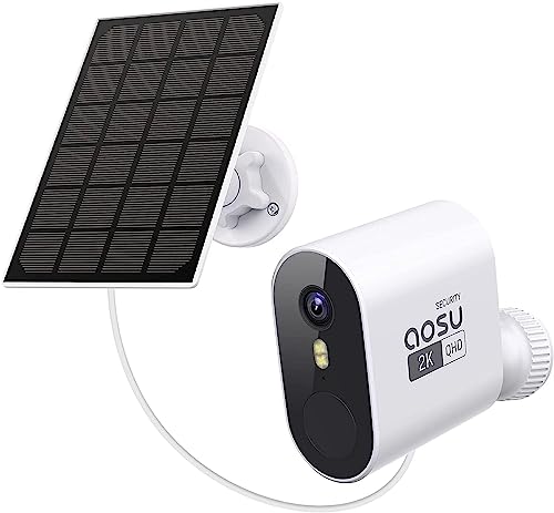 AOSU 2K QHD Zusätzliche Überwachungskamera Aussen Akku mit Solarpanel, WLAN Kamera Outdoor, 166° Ultra Weitsicht, PIR Bewegungsmelder, Nachtsicht, IP67