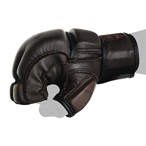 FOX-FIGHT Legend MMA Handschuhe professionelle hochwertige Qualität echtes Leder Boxhandschuhe Sandsack Training Grappling Sparring Kickbox Freefight Kampfsport BJJ Gloves braun, S