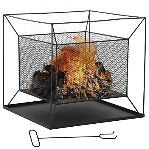 Outsunny Feuerschale modern Feuerkorb rechteckig Feuerstelle für Garten Camping BBQ Metall Schwarz 45 x 45 x 43 cm