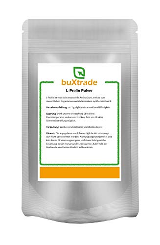 L-Prolin | Buxtrade | nicht essenzielle Aminosäure | Nahrungsergänzung | Prolin | Verschiedene Mengen (2x 500 g / (EUR 49,99 / kg))