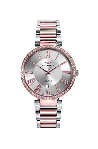 Sandoz Damen-Armbanduhr zweifarbig Rosa Silber 81364-83