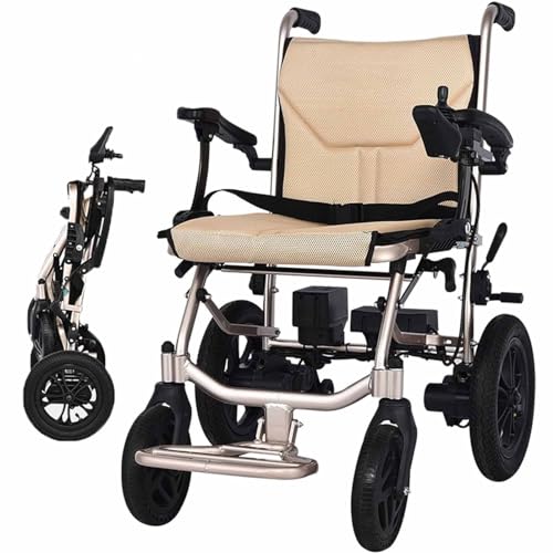 Elektrischer Rollstuhl für Erwachsene, leicht, mit Lithium-Akku, wiederaufladbar, 10 Ah, Joystick 360 °, elektrisch, zusammenklappbar, für ältere und behinderte Menschen, Tragkraft 100 kg