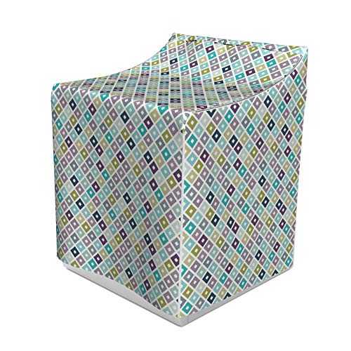 ABAKUHAUS Modern Waschmaschienen und Trockner, Nahtlose geometrische Rautenspitz Dreieck wie in Doodle-Art-Muster Bild, Bezug Dekorativ aus Stoff, 70x75x100 cm, Mehrfarbig