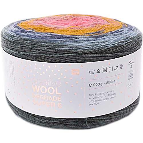 Rico Creative Wool Dégradé Super 6, 200 g Petrol/Pink