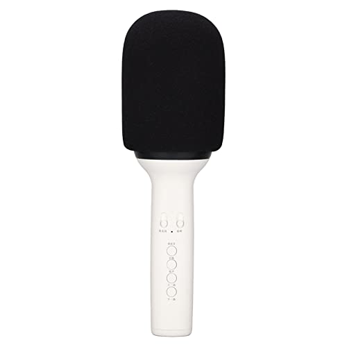 Handheld-Mikrofon, Bluetooth K Song Multifunktionales Tragbares Drahtloses Lautsprechermikrofon mit LED-Licht für PC-Smartphones Im Innen- und Außenbereich(Weiß)