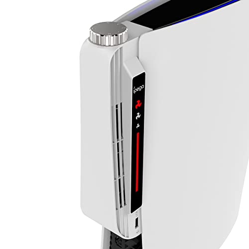 Lüfter für ps5, JOYSOG Aufgerüstet 3-Gang PS5 Lüfter Kühler mit Controller-USB-Anschluss LED-Licht für Playstation 5 PS5 Digital Edition/Ultra HD-Konsole (White)