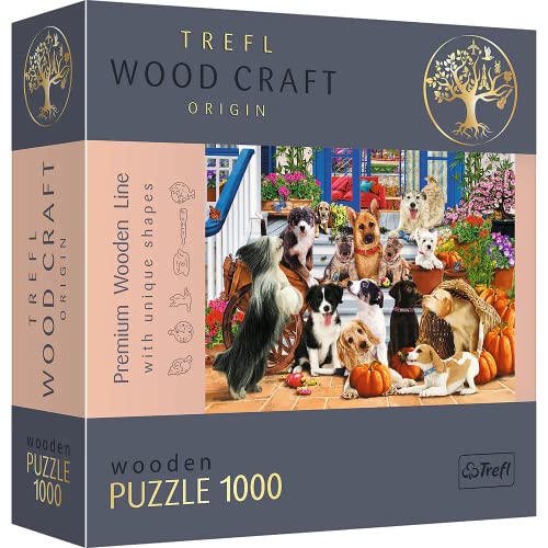 Trefl 20149 1000 Teile, Wood Craft, unregelmäßige Formen, 100 Tierfiguren, hochwertiges modernes, DIY, für Erwachsene und Kinder ab 12 Jahren, Hundefreundschaft Puzzle