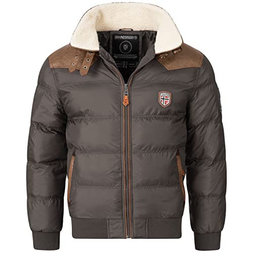 Geographical Norway Herren Steppjacke Winterjacke – Gefütterter Warmer Anorak - Outdoor Jacke für den Winter/Herbst im Bundle mit UD Beanie (XL, Darkgrey)