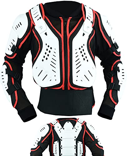 TEXPEED - Kinder Motorradjacke Motocross jacke mit Rückenprotektor für sportliche Aktivitäten - Motorrad Enduro Brustschutz - Rot Weiß Schwarz - 4 Jahre