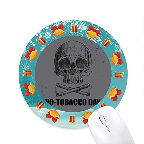 Logo Brennende Zigarette unter Totenkopf ohne Tabak Tag Mousepad Rund Gummi Maus Pad Weihnachtsgeschenk
