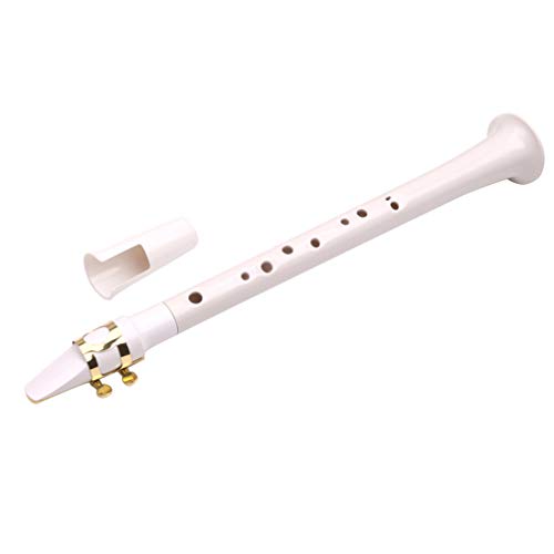 Milisten Mini-Saxophon mit 8 Löchern für Anfänger, mit Tragetasche, Weiß 45X10 cm weiß