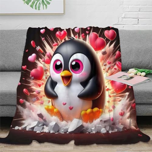 süßer Pinguin Flanell Sofadecke 3D Druck Tierthema Decke Weichen Flauschig Bett Decken Flauschig Warm Kuscheldecke for Erwachsene Kinder 80x90inch(200x230cm)