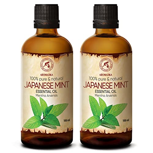 Japanisches Minzöl - 2x100ml - Mentha Arvensis - Aromatherapie Ätherische Öle für Diffusers und Duftlampen - Minz Öl für Seifenherstellung und Kerzen - Japanische Minze für Haut & Haare und Raumduft