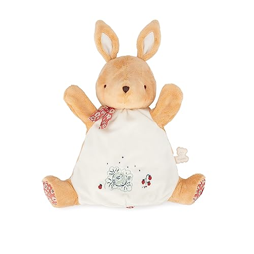 KALOO - Kleine Lieder – Schmusetuch Marionette Kaninchen Zimt – Schmusetuch Baby – Plüsch Handpuppe 24 cm – Erlebnisspiel – ab der Geburt, K210005
