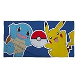 Character World Offizielles Pokémon-Handtuch für Kinder, superweiches Gefühl, Land-Design, Pikachu-Squirtle, perfekt für Zuhause, Bad, Strand und Schwimmbad, Einheitsgröße, 70 x 140 cm