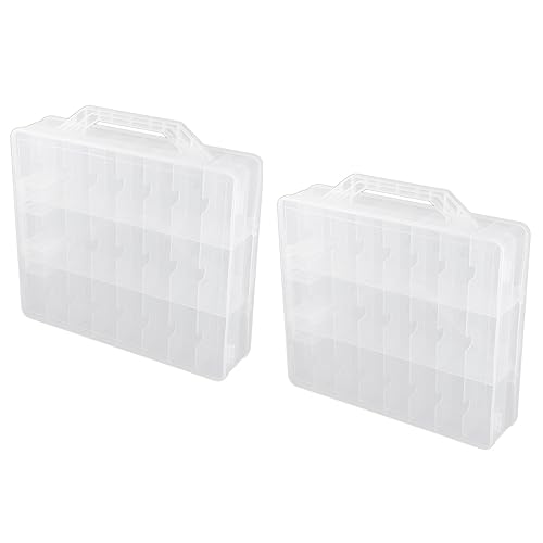 Yangyou 2X 48 Zellen 2-Lagiger Nagellack Organizer Portable Clear Nail Supplies Handarbeit Aufbewahrungsbox Verstellbarer Aufbewahrungskoffer