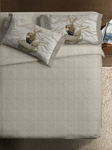 Ipersan Bettbezug Set "Fine Art" Bunnies in Love Farbe beige 255x240cm