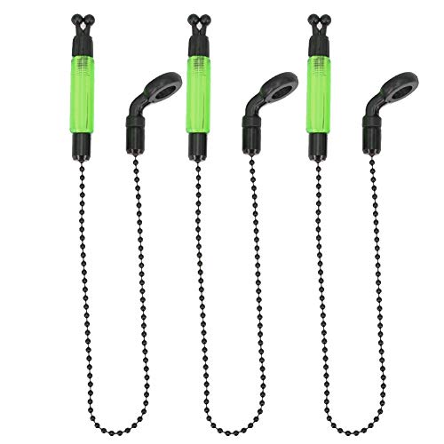 LNIMIKIY Bissanzeiger 3 Stück Licht Angeln Alarm Tragbare Spulen Aufhänger Alerter Tackle Swinger Karpfen Praktisches Zubehör Outdoor Angelrute beleuchtet (grün)