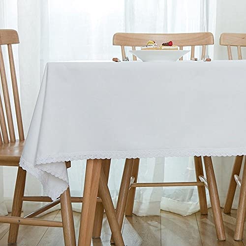 XQSSB Tischdecke Tischtuch Pflegeleichte Tischwäsche Bettwäsche aus Baumwolle Abwaschbar Tischdekoration Tafeltuch Weiß A 120 × 170cm