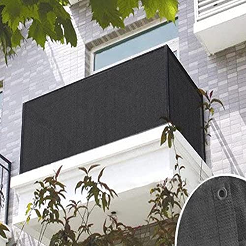 Balkonsichtschutz, 0,9x5M, Garten-Sichtschutz, HDPE Balkon-Sicherheits-Schutzhülle Belüftetes wetterfestes Balkonnetz mit 10 Bändern (Schwarz)