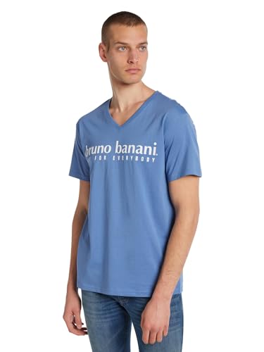 bruno banani T-Shirt mit V-Ausschnitt und Logo, Battle, Blau, L