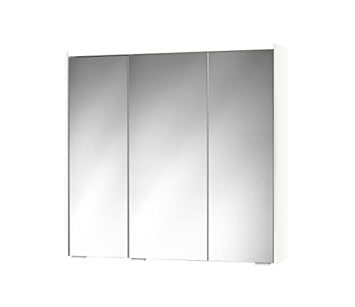 Sieper Spiegelschrank KHX mit LED Beleuchtung 80 cm breit, Badezimmer Spiegelschrank aus MDF, inkl. Steckdose | Weiß