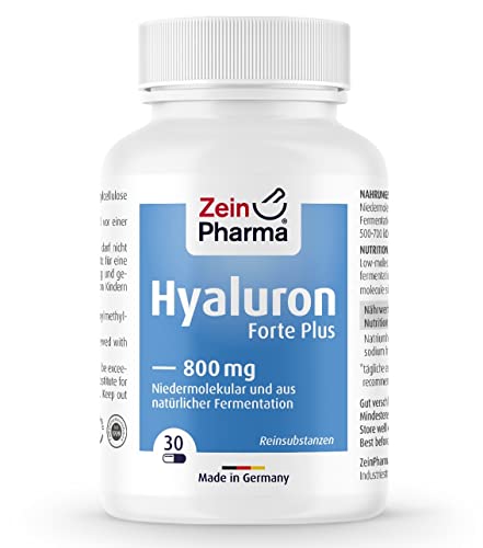 ZeinPharma Hyaluronsäure Forte Plus Kapseln 800 mg, 500-700 kDa - 30 vegane Kapseln aus natürlicher Fermentation