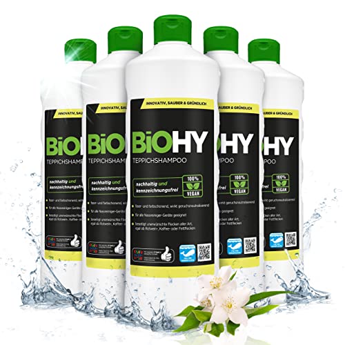 BIOHY Teppichshampoo Konzentrat 6 x 1 Liter Flaschen | Teppichreiniger ideal zur Entfernung von hartnäckigen Flecken | SPEZIELL FÜR WASCHSAUGER ENTWICKELT