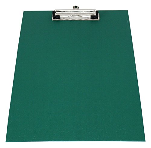 Klemmbrett/Schreibplatte/Klemmplatte A4 economy aus Graupappe, mit PVC-Folien-Überzug, mit Drahtbügelklemme, leinengeprägt, Farbe: grün - 10 Stück
