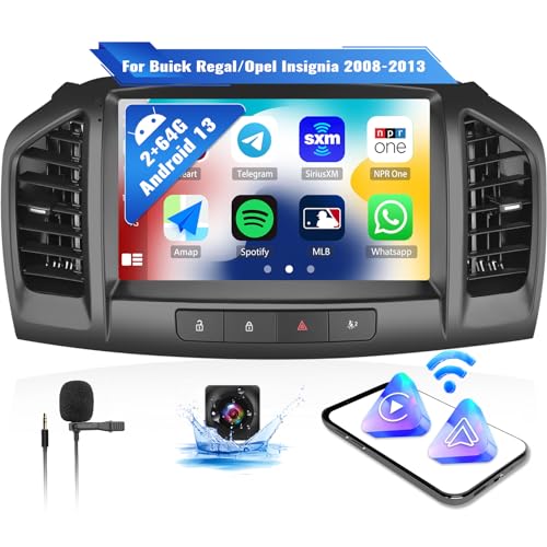 OiLiehu 2G+64G Android 13 Apple Carplay Android Auto 2din Autoradio für Buick Regal/Opel Insignia 2008-2013 Autoradio Mit Bildschirm 9 Zoll Unterstützung HiFi/Equalizer/Bluetooth/FM RDS/WiFi/GPS