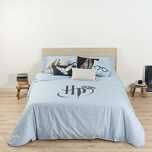 Belum | Bettbezug mit Knöpfen, 100 % Baumwolle, Modell Harry Potter Mint Bett 90 cm (155 x 220 cm), Leichter und bequemer Bettbezug, offizielle Lizenzen