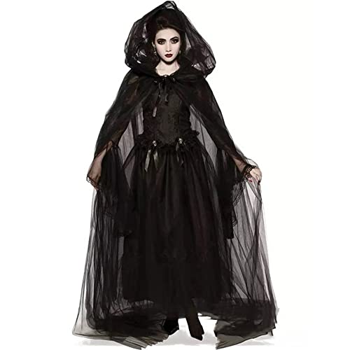 BERULL Halloween Cosplay Costume Women Zombie Witch Devil Vampire Horror Spooky Ghost Sexy Black Long Dress Party Cosplay (Color : Witch-B, Size : M)