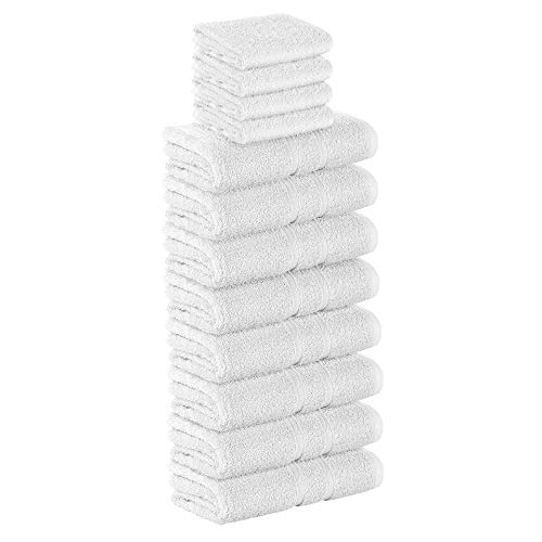 StickandShine 12 TLG. (4X Gästehandtuch / 8X Handtuch) in weiß / Premium Frottee Set aus 100% Baumwolle mit 500g/m² 12er Pack
