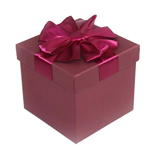 Cheerlife quadratische Kartonage mit Schleife Geschenkbox Geschenkkarton Geschenkschachteln Geschenkverpackung Geschenk Schachtel Karton Weinrot 16 * 16 * 16