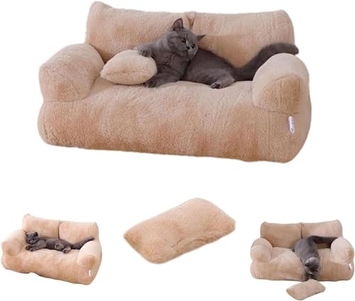 IFFANY Slicier Beruhigendes Haustier-Sofa, warmes Winter-Haustierbett, entspannendes Haustierbett, waschbares Katzenbett für kleine und mittelgroße Hunde