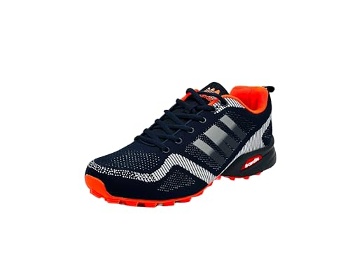 Wildora Damen Herren Wanderschuhe Bequeme Trail Running Trekkingschuhe (Navy-Grau-Orange,41)