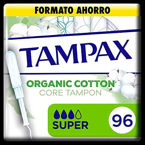 Tampax Cotton Super, 96 Stück, Tampons aus 100% Bio-Baumwolle, mit Applikator, Sparformat