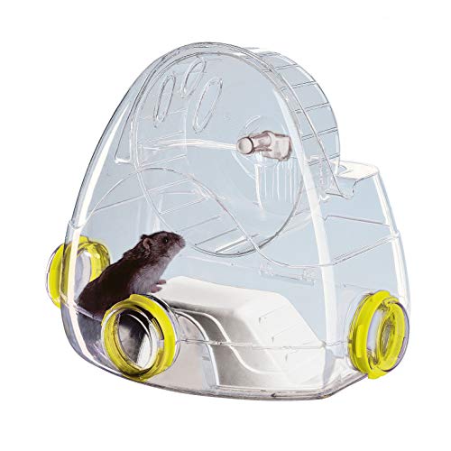 Ferplast Modulares Hamster-Fitnessgerät mit Laufrad und 3 Anschlussanschlüssen, 32 x 22 x 26 cm (L x B x H), transparent