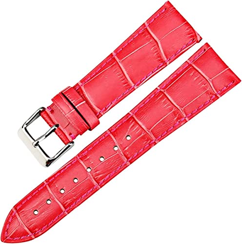 MaikOn Herrenarmband, Lederarmband, Armband for Damen und Herren, weiß, 14, 16, 18, 20, 22 mm, Uhrenarmband, Lederarmband, Uhrenarmband (Color : Rose Red)